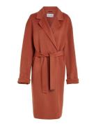 Calvin Klein Df Wool Belted Wrap Coat Röd