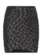 Mango Ruched Lurex Skirt Svart