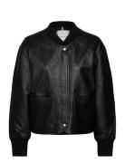 Tommy Hilfiger Leather Bomber Jacket Svart