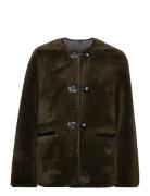 Mango Fur-Effect Coat With Appliqués Khaki Green