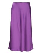 Lauren Ralph Lauren Satin Charmeuse Midi Skirt Lila