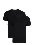 URBAN QUEST 2-Pack Men Bamboo V-Neck Undershirt Svart