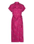 Lauren Ralph Lauren Geo-Print Shantung Tie-Waist Dress Rosa