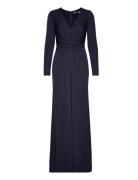 Lauren Ralph Lauren Twist-Front Stretch Jersey Gown Marinblå