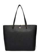 Crosshatch Leather Large Karly Tote Shopper Väska Black Lauren Ralph L...