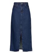 Mango Slit Denim Skirt Blå