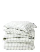 White/Green Checked Lyocell/Cotton Bed Set Home Textiles Bedtextiles B...
