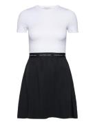 Calvin Klein Jeans Logo Elastic Short Sleeve Dress Vit