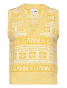 Ganni Logo Wool Mix Vest Gul