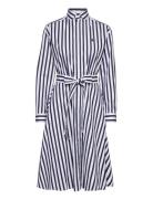 Polo Ralph Lauren Belted Wide-Stripe Cotton Shirtdress Blå