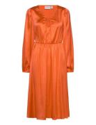 Vila Vipetia L/S V-Neck Mid Calf Dress/Dc Orange