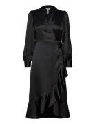 Object Objsateen Wrap Dress A Fair Svart