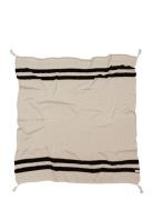 Knitted Blanket Stripes Natural-Black Home Sleep Time Blankets & Quilt...