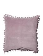 C'est Bon Cushion Cover Velvet Cotton W Fringe Lila