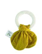 Tikiri Rubber Teething/Muslin Tie Yellow Gul