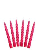 Kunstindustrien Twisted Candles, 6 Piece Box Rosa