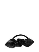 Corinne Leather Bow Small Hair Tie Svart