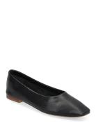 Mango Leather Ballet Flats Svart