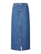 Selected Femme Slfbella Hw Maxi Marine Blue Denim Skirt Blå