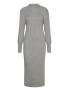 ONLY Onlkatia L/S Puff Long Slit Dress Ex Knt Grå