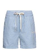 Les Deux Stan Stripe Seersucker Swim Shorts Blå