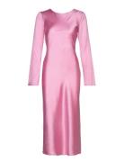 Gina Tricot Longsleeve Midi Satin Dress Rosa