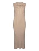 NORR Crome Rib Knit Dress Beige