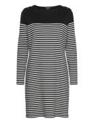 Lauren Women Striped Cotton Boatneck Dress Svart