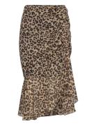 Mango Leopard-Print Skirt With Gathered Detail Svart