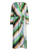 Mango Striped Satin Dress Beige