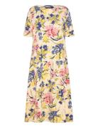 Lauren Women Floral Stretch Cotton Midi Dress Multi/patterned