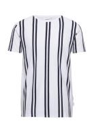 Lindbergh Striped Piqué Tee S/S Vit