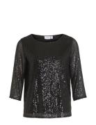 Vila Visparkling 3/4 O-Neck Top/Ka Svart