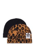 Mini Rodini Basic Leopard Baby Beanie 2-Pack Multi/patterned