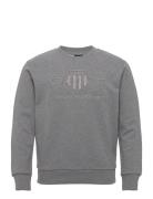 GANT Reg Tonal Shield C-Neck Sweat Grå