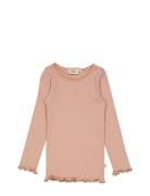 Wheat Rib T-Shirt Lace Ls Rosa