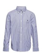 Ralph Lauren Kids Striped Cotton Poplin Shirt Marinblå