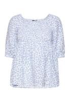 Lexington Clothing Hazel Printed Linen Smock Top Blå