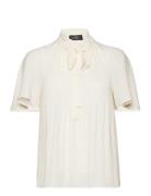 Lauren Ralph Lauren Pleated Georgette Blouse Kräm