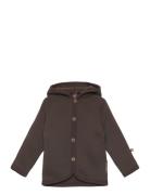 Smallstuff Cardigan Merino Wool W. Buttons And Hoodie, Brown Brun