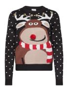 Vila Viblitzen L/S Christmas Bells Knit/Ka Svart