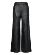 Selected Femme Slffianna Hw Wide Leather Pant Svart