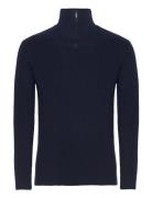 Knowledge Cotton Apparel 1/2 Neck Zip Merino Wool Rib Knit - Marinblå