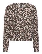 Hunkemöller Top Ls Brushed Jersey Leopard Svart