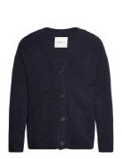 GANT Hairy Texture V-Neck Cardigan Blå