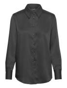 Gina Tricot Over D Satin Shirt Svart