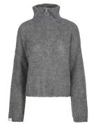 Once Untold Florie Zip Knit Sweater Grå