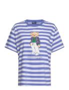 Polo Ralph Lauren Polo Bear Striped Cotton Tee Blå