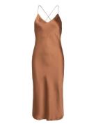 Lauren Ralph Lauren Charmeuse Slip Dress Brun