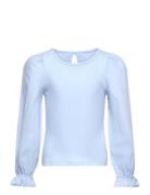 Lindex Top With Woven Sleeves Blå